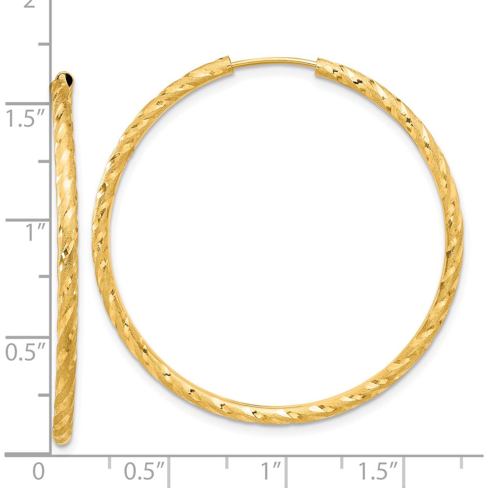 14K Yellow Gold Polished and Satin Diamond-Cut 40mm Endless Hoop Earrings by 0