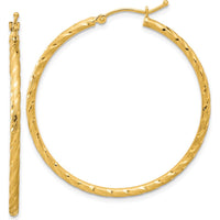 14K Yellow Gold Polished and Satin Diamond-Cut 40mm Hoop Earrings by 0