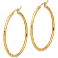 14K Yellow Gold Polished and Satin Diamond-Cut 40mm Hoop Earrings by 0