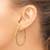 14K Yellow Gold Polished and Satin Diamond-Cut 40mm Hoop Earrings by 0