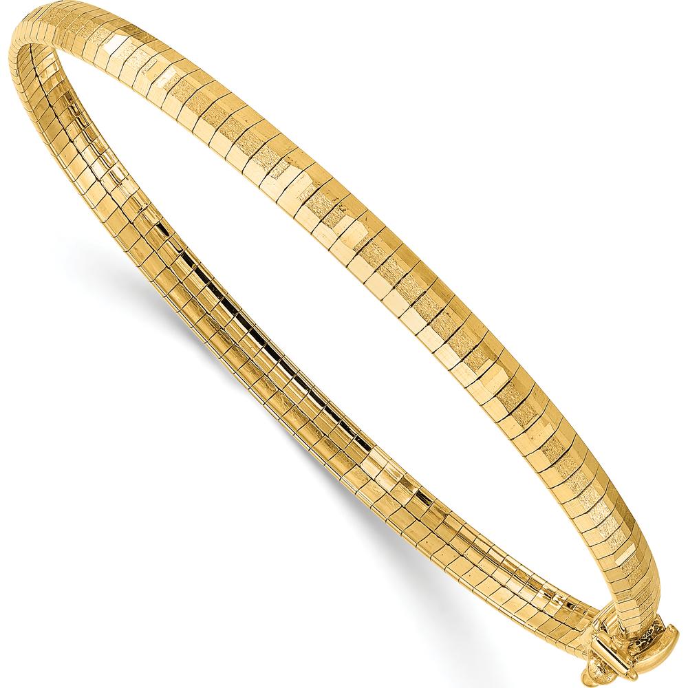 14K Yellow Gold Polished and Satin Diamond-Cut 4mm Omega Bracelet - 7.5 Inches by 0