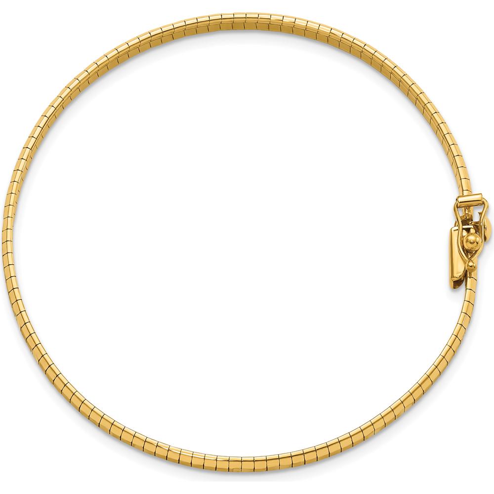 14K Yellow Gold Polished and Satin Diamond-Cut 4mm Omega Bracelet - 7.5 Inches by 0