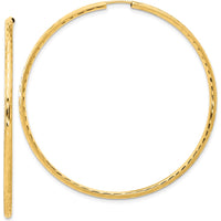 14K Yellow Gold Polished and Satin Diamond-Cut 55mm Endless Hoop Earrings by 0
