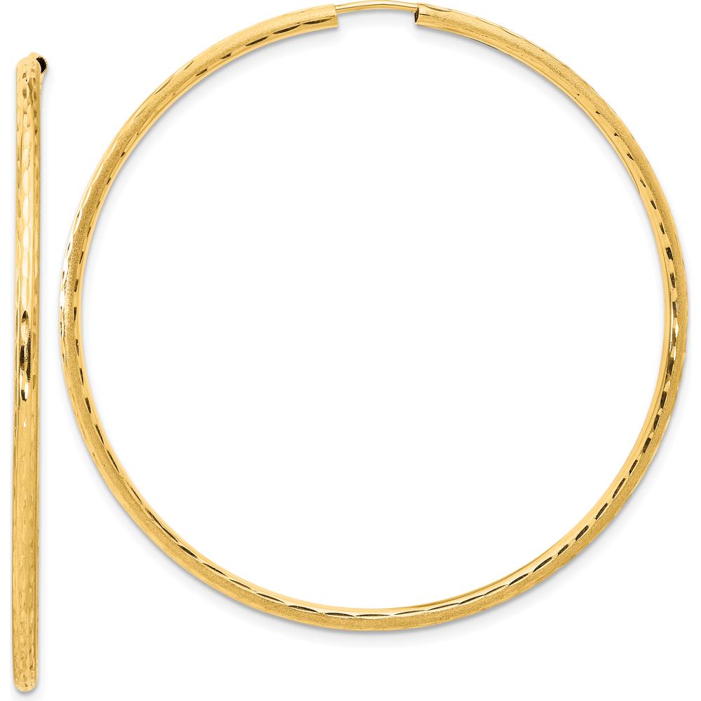14K Yellow Gold Polished and Satin Diamond-Cut 55mm Endless Hoop Earrings by 0
