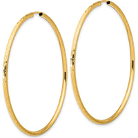 14K Yellow Gold Polished and Satin Diamond-Cut 55mm Endless Hoop Earrings by 0