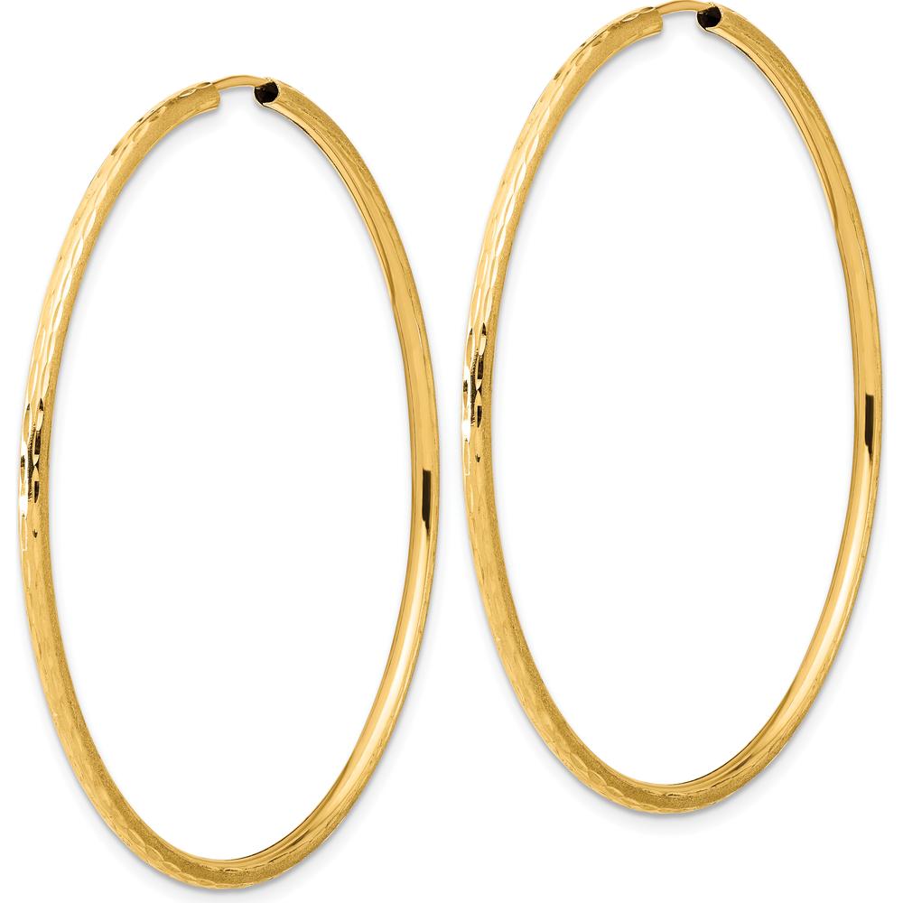 14K Yellow Gold Polished and Satin Diamond-Cut 55mm Endless Hoop Earrings by 0