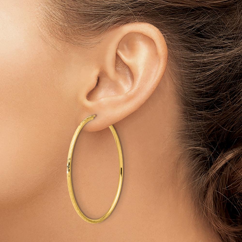 14K Yellow Gold Polished and Satin Diamond-Cut 55mm Endless Hoop Earrings by 0