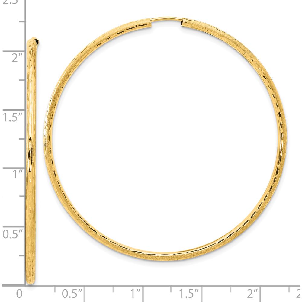 14K Yellow Gold Polished and Satin Diamond-Cut 55mm Endless Hoop Earrings by 0