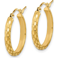 14K Yellow Gold Polished and Satin Diamond-Cut Large Hoop Earrings by 0