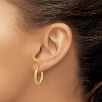 14K Yellow Gold Polished and Satin Diamond-Cut Large Hoop Earrings by 0