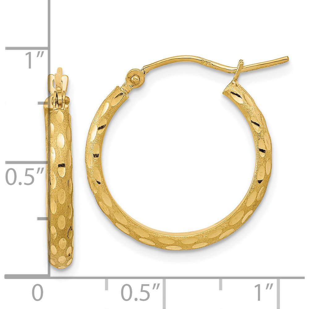 14K Yellow Gold Polished and Satin Diamond-Cut Large Hoop Earrings by 0