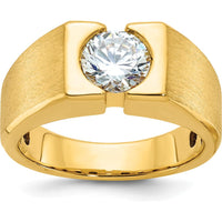 14K Yellow Gold Polished and Satin Diamond Men's Ring Mounting with Round Diamond Center by IBGoodman
