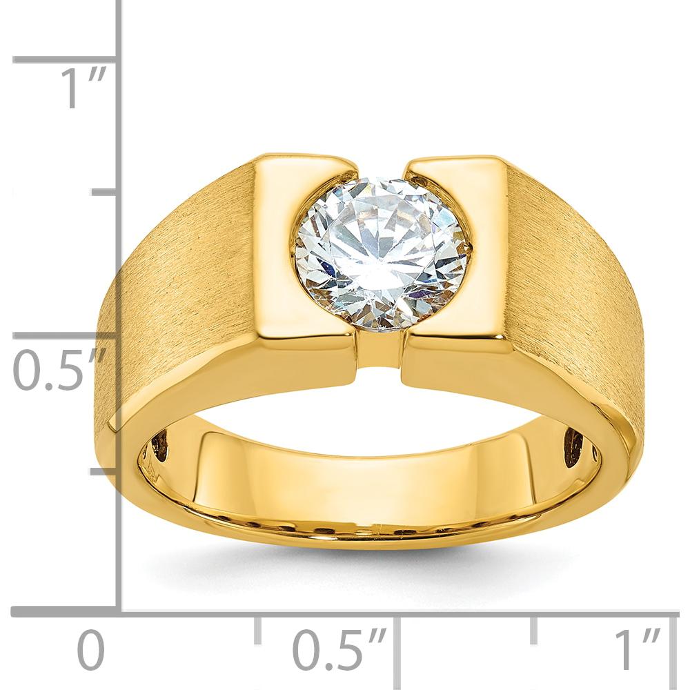 14K Yellow Gold Polished and Satin Diamond Men's Ring Mounting with Round Diamond Center by IBGoodman