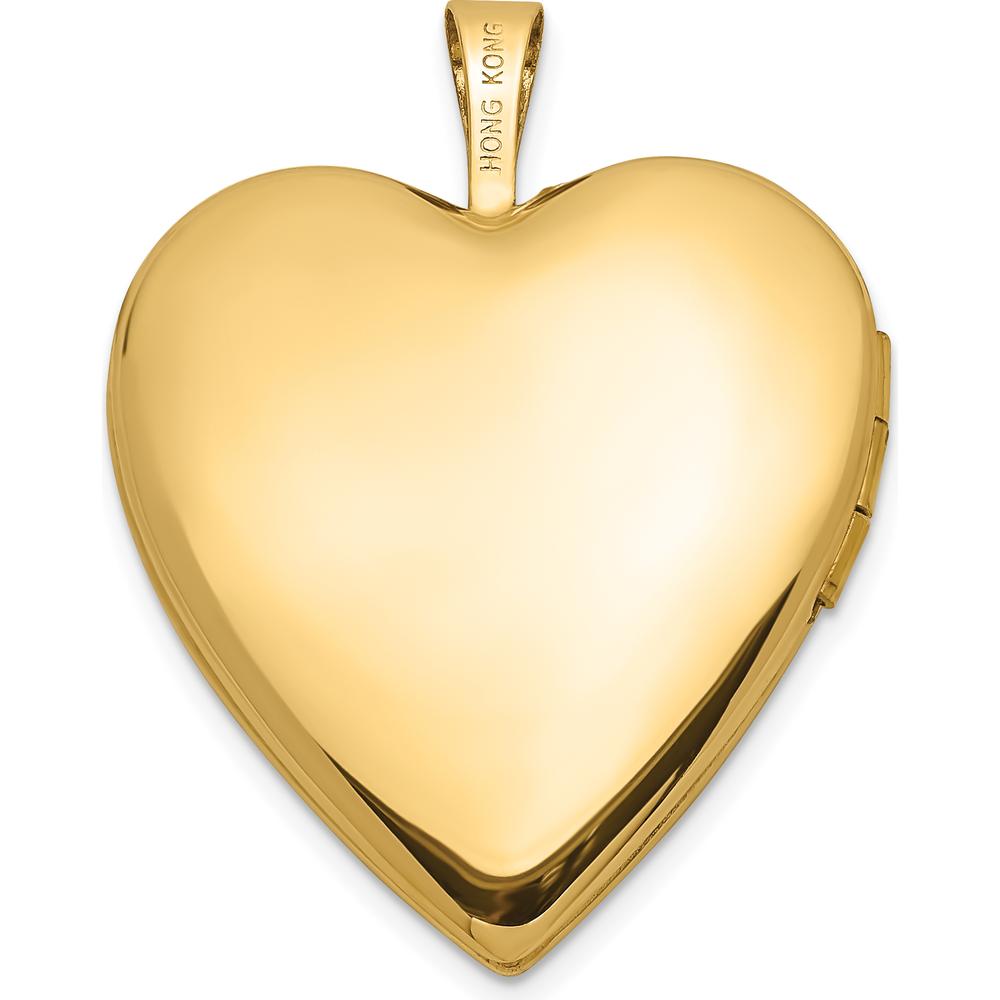 14K Yellow Gold Polished and Satin Diamond Star Heart Locket with Engravable Back - 0.010 Carat Diamond Weight by Monteluci Fine Jewelry
