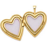 14K Yellow Gold Polished and Satin Diamond Star Heart Locket with Engravable Back - 0.010 Carat Diamond Weight by Monteluci Fine Jewelry