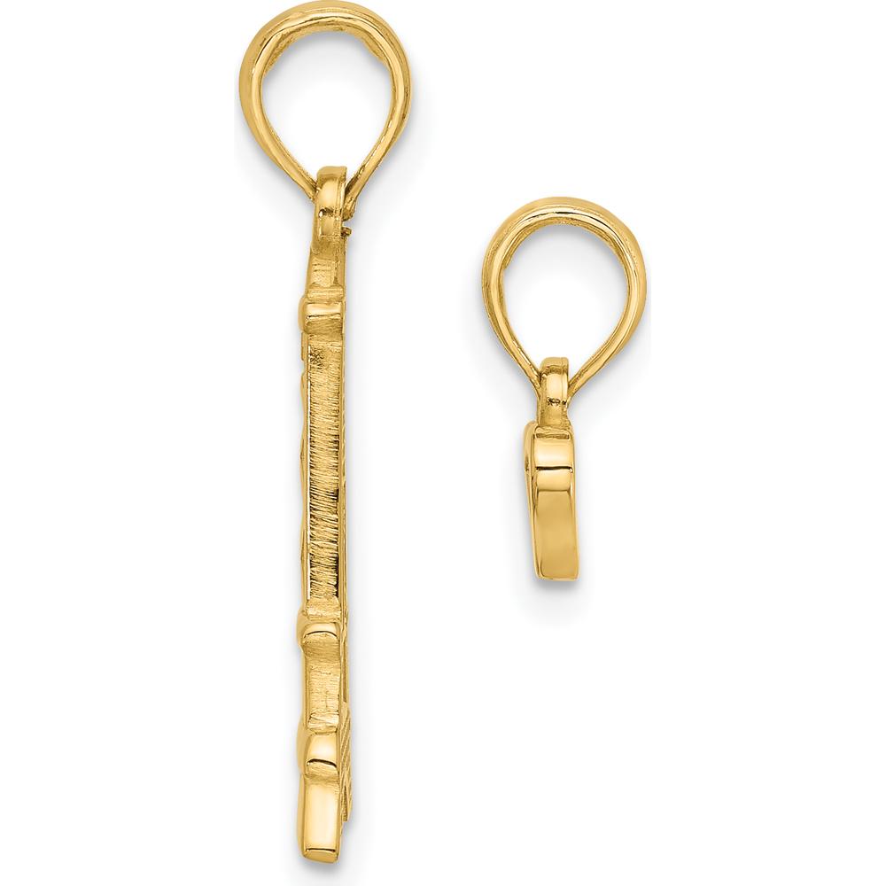 14K Yellow Gold Polished and Satin Eiffel Tower with Heart Pendant Set by Oro Pregiato