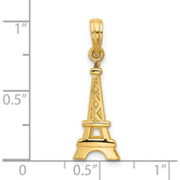 14K Yellow Gold Polished and Satin Eiffel Tower with Heart Pendant Set by Oro Pregiato