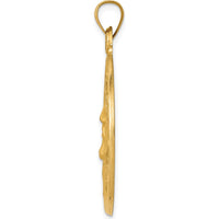 14K Yellow Gold Polished and Satin Face of Jesus Medal Hollow Pendant by Oro Pregiato
