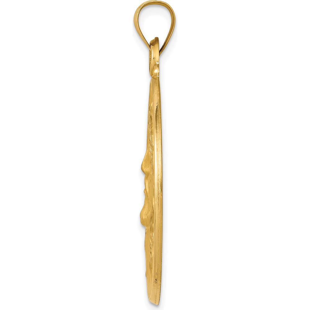 14K Yellow Gold Polished and Satin Face of Jesus Medal Hollow Pendant by Oro Pregiato