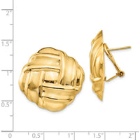 14K Yellow Gold Polished & Satin Finish Button Omega Back Earrings by Oro Pregiato