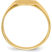 14K Yellow Gold Polished and Satin Finish Closed Back Signet Ring - 9.0x8.5mm by 0