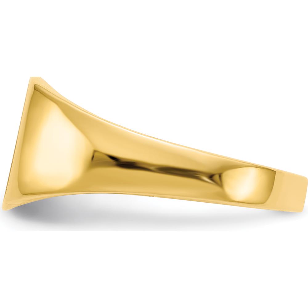 14K Yellow Gold Polished and Satin Finish Closed Back Signet Ring - 9.0x8.5mm by 0