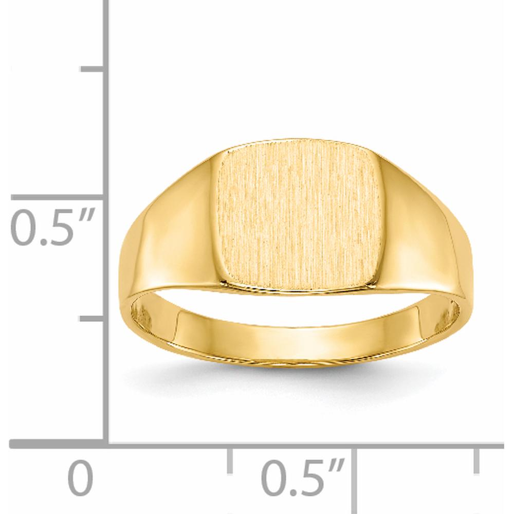 14K Yellow Gold Polished and Satin Finish Closed Back Signet Ring - 9.0x8.5mm by 0