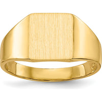 14K Yellow Gold Polished and Satin Finish Closed-Back Signet Ring - 9x8.5mm by 0