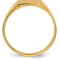 14K Yellow Gold Polished and Satin Finish Closed-Back Signet Ring - 9x8.5mm by 0