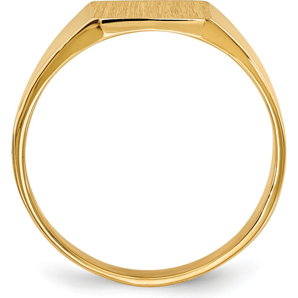 14K Yellow Gold Polished and Satin Finish Closed-Back Signet Ring - 9x8.5mm by 0