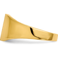 14K Yellow Gold Polished and Satin Finish Closed-Back Signet Ring - 9x8.5mm by 0