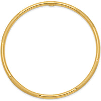 14K Yellow Gold Polished and Satin Finish Diamond-Cut 3.00mm Slip-On Round Bangle Bracelet - 8-inch Length by Oro Pregiato