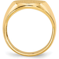 14K Yellow Gold Polished & Satin Finish Engravable Signet Ring - 14.0mm x 18.0mm by 0