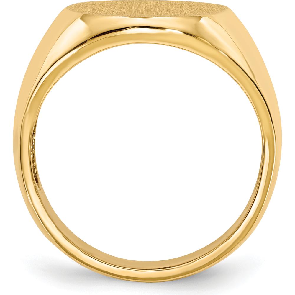 14K Yellow Gold Polished & Satin Finish Engravable Signet Ring - 14.0mm x 18.0mm by 0