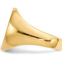 14K Yellow Gold Polished & Satin Finish Engravable Signet Ring - 14.0mm x 18.0mm by 0