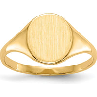 14K Yellow Gold Polished & Satin Finish Engravable Signet Ring - 8.5x10.0mm by 0