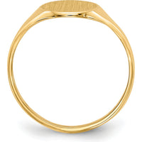 14K Yellow Gold Polished & Satin Finish Engravable Signet Ring - 8.5x10.0mm by 0