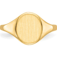 14K Yellow Gold Polished & Satin Finish Engravable Signet Ring - 8.5x10.0mm by 0