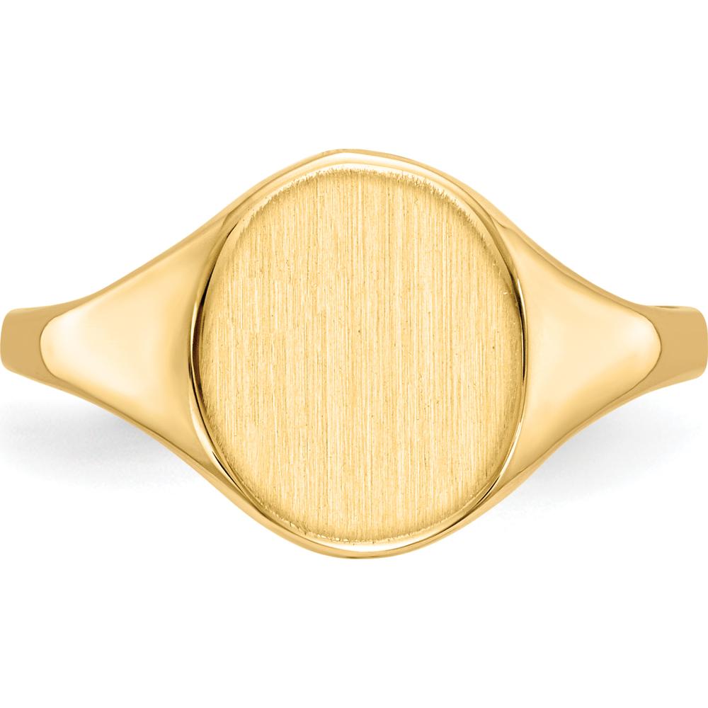 14K Yellow Gold Polished & Satin Finish Engravable Signet Ring - 8.5x10.0mm by 0