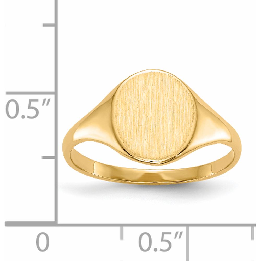 14K Yellow Gold Polished & Satin Finish Engravable Signet Ring - 8.5x10.0mm by 0
