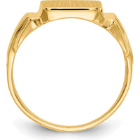 14K Yellow Gold Polished and Satin Finish Men's Signet Ring with Customizable Square Top by Oro Pregiato