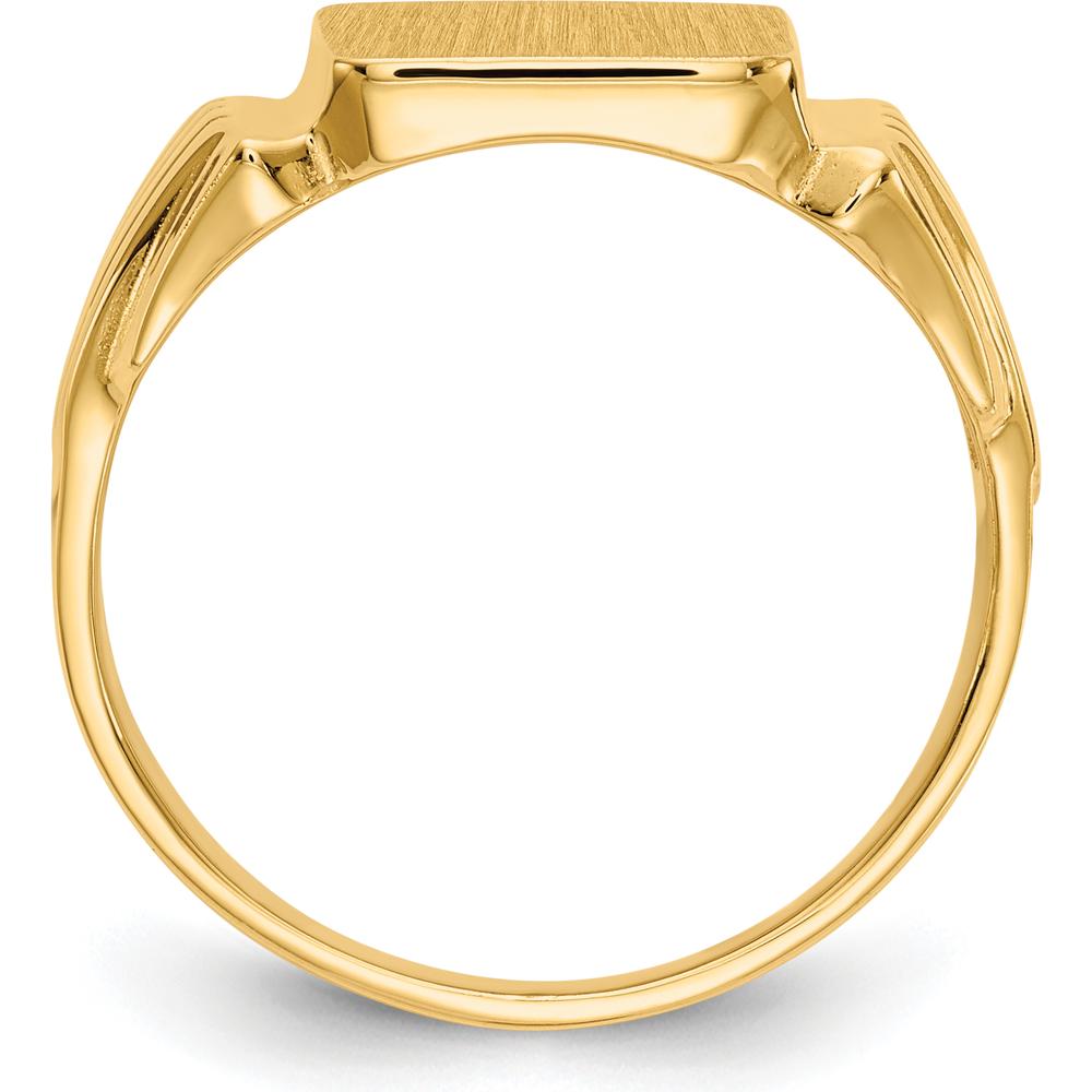 14K Yellow Gold Polished and Satin Finish Men's Signet Ring with Customizable Square Top by Oro Pregiato