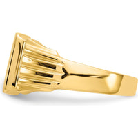 14K Yellow Gold Polished and Satin Finish Men's Signet Ring with Customizable Square Top by Oro Pregiato