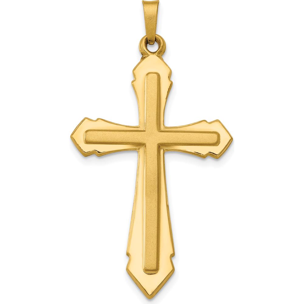 14K Yellow Gold Polished and Satin Finish Passion Cross Pendant - 40.23mm Length, 21.64mm Width by Oro Pregiato