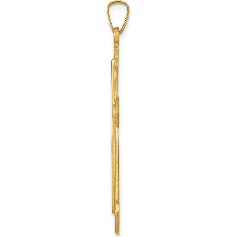14K Yellow Gold Polished and Satin Finish Passion Cross Pendant - 40.23mm Length, 21.64mm Width by Oro Pregiato