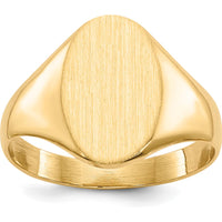14K Yellow Gold Polished & Satin Finish Signet Ring - 8.5x12mm by 0