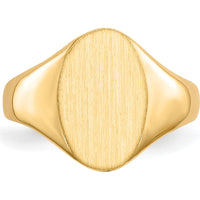 14K Yellow Gold Polished & Satin Finish Signet Ring - 8.5x12mm by 0