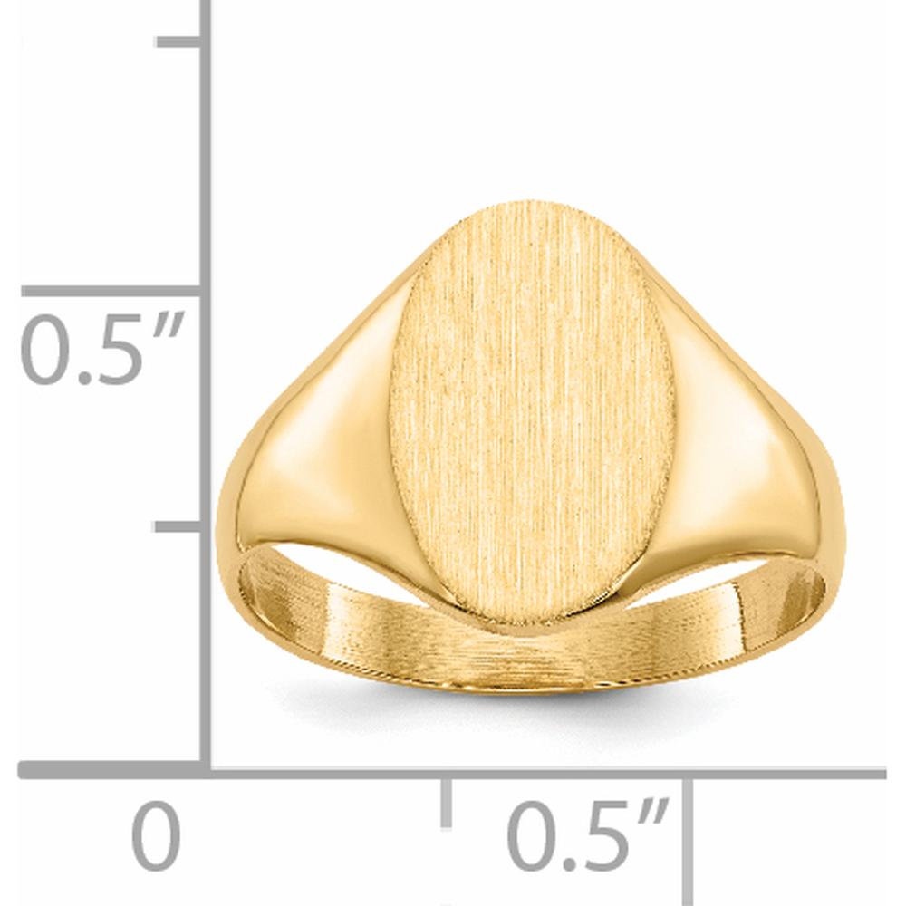 14K Yellow Gold Polished & Satin Finish Signet Ring - 8.5x12mm by 0