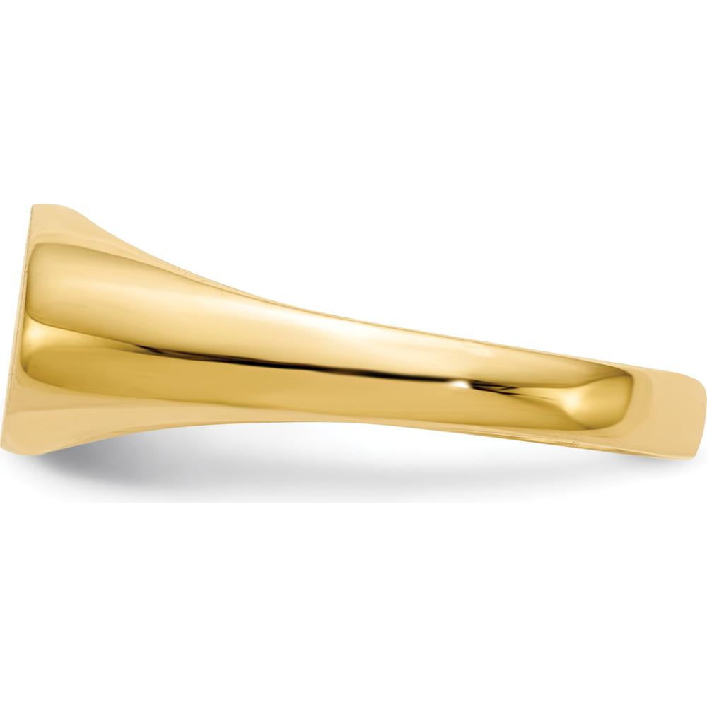 14K Yellow Gold Polished & Satin Finish Signet Ring with Engravable Top - 11.5mm x 6.5mm by 0