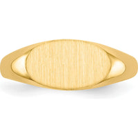14K Yellow Gold Polished & Satin Finish Signet Ring with Engravable Top - 11.5mm x 6.5mm by 0